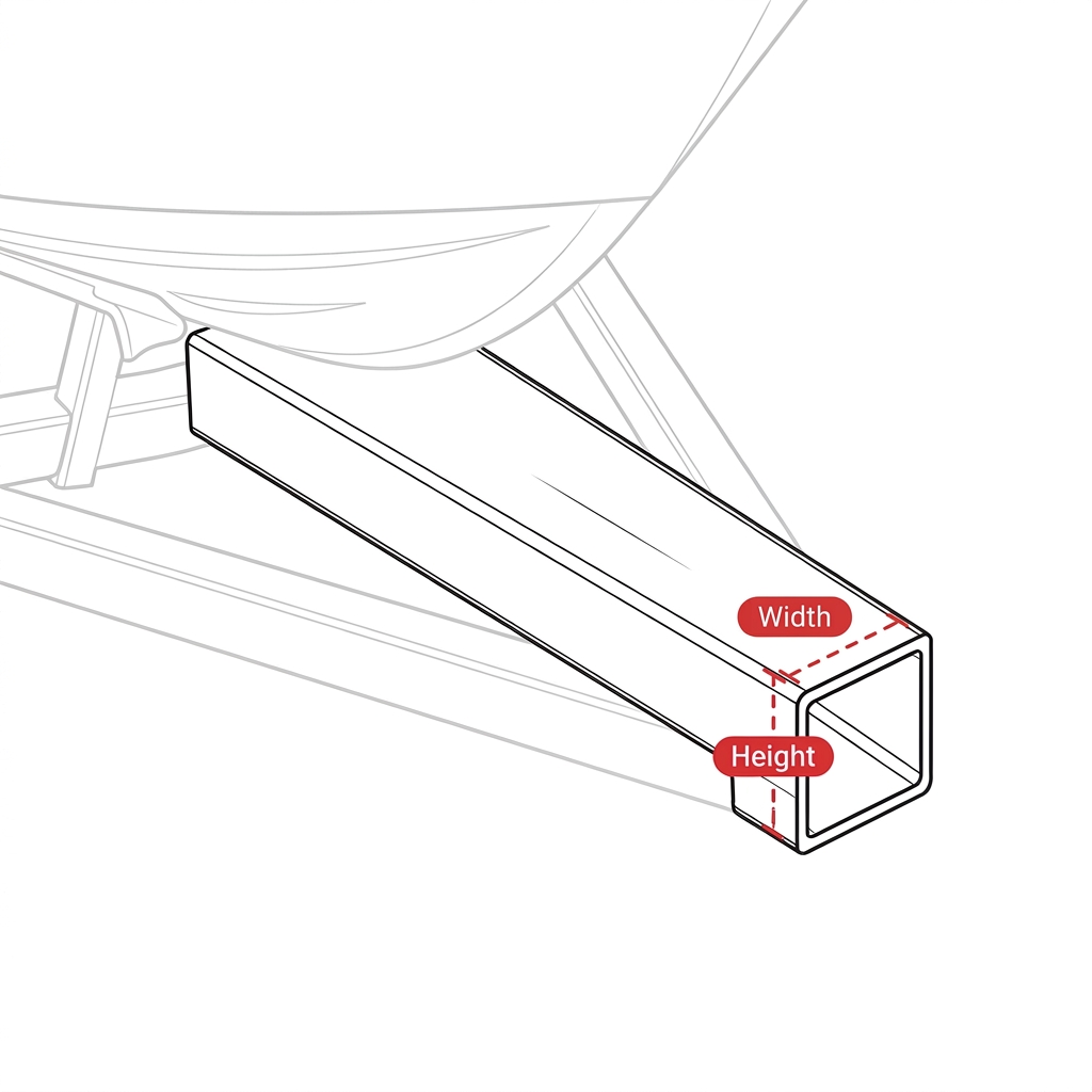 How to measure the front cross-member width and height